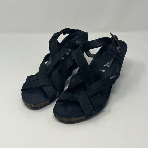 Mephisto Lolie women's sandals black strappy wedge 40 - Picture 1 of 10